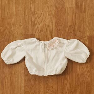 Il Gufo White Balloon Sleeve Front Zip Jacket size 9 months